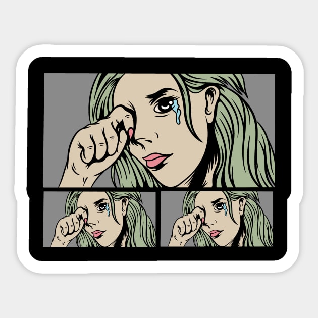 Tears and girl Sticker by gggraphicdesignnn